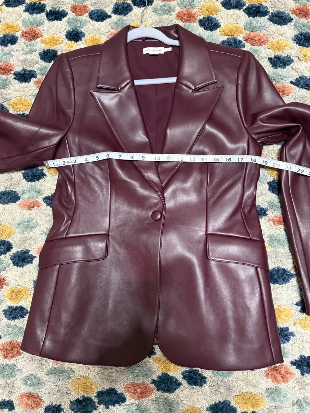 Good American Women Faux Leather Blazer Jacket - Burgundy - Picture 3 of 6